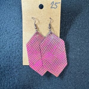 Geometric Pink Earrings made of leather like material